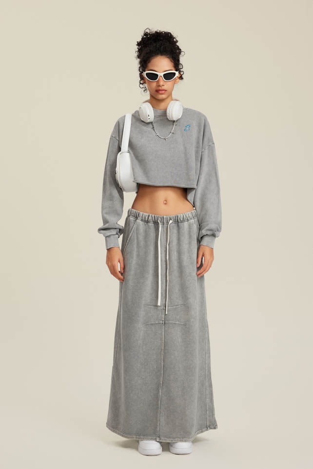 DSP-LUX Signature Crop Hoodie – Charcoal Fade