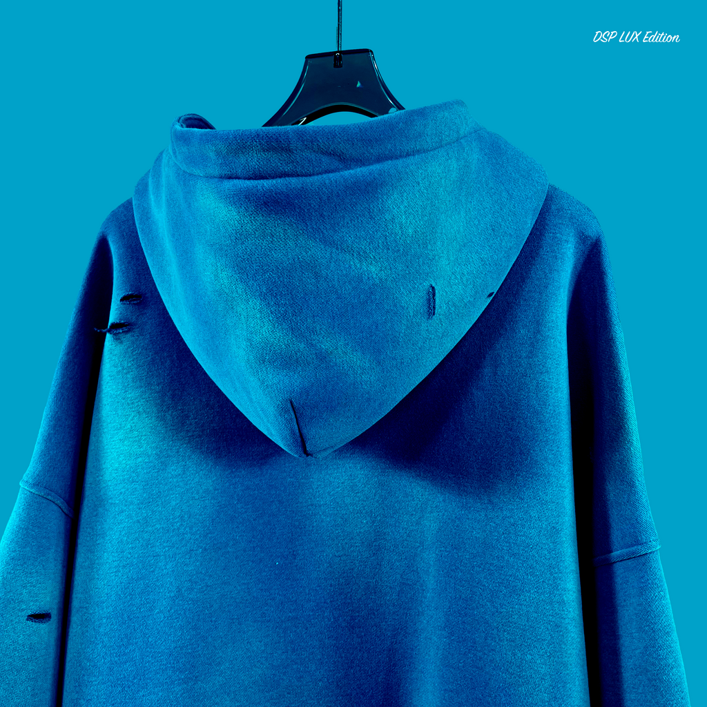 DSP LUX Edition Drop — "Blue Heat" Distressed Hoodie