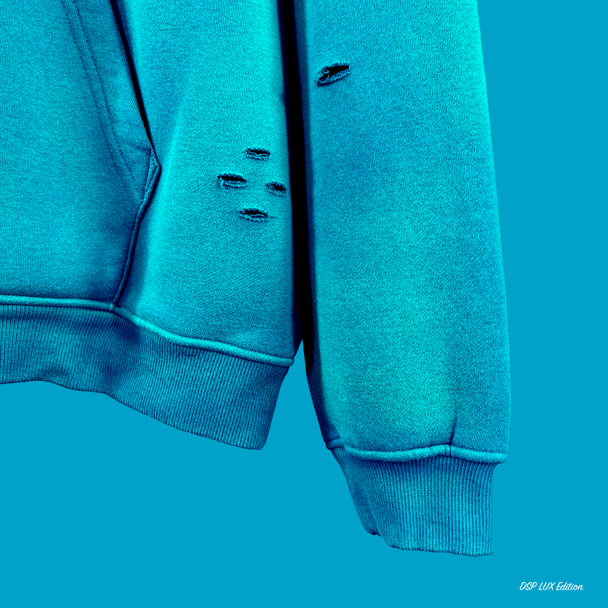 DSP LUX Edition Drop — "Blue Heat" Distressed Hoodie